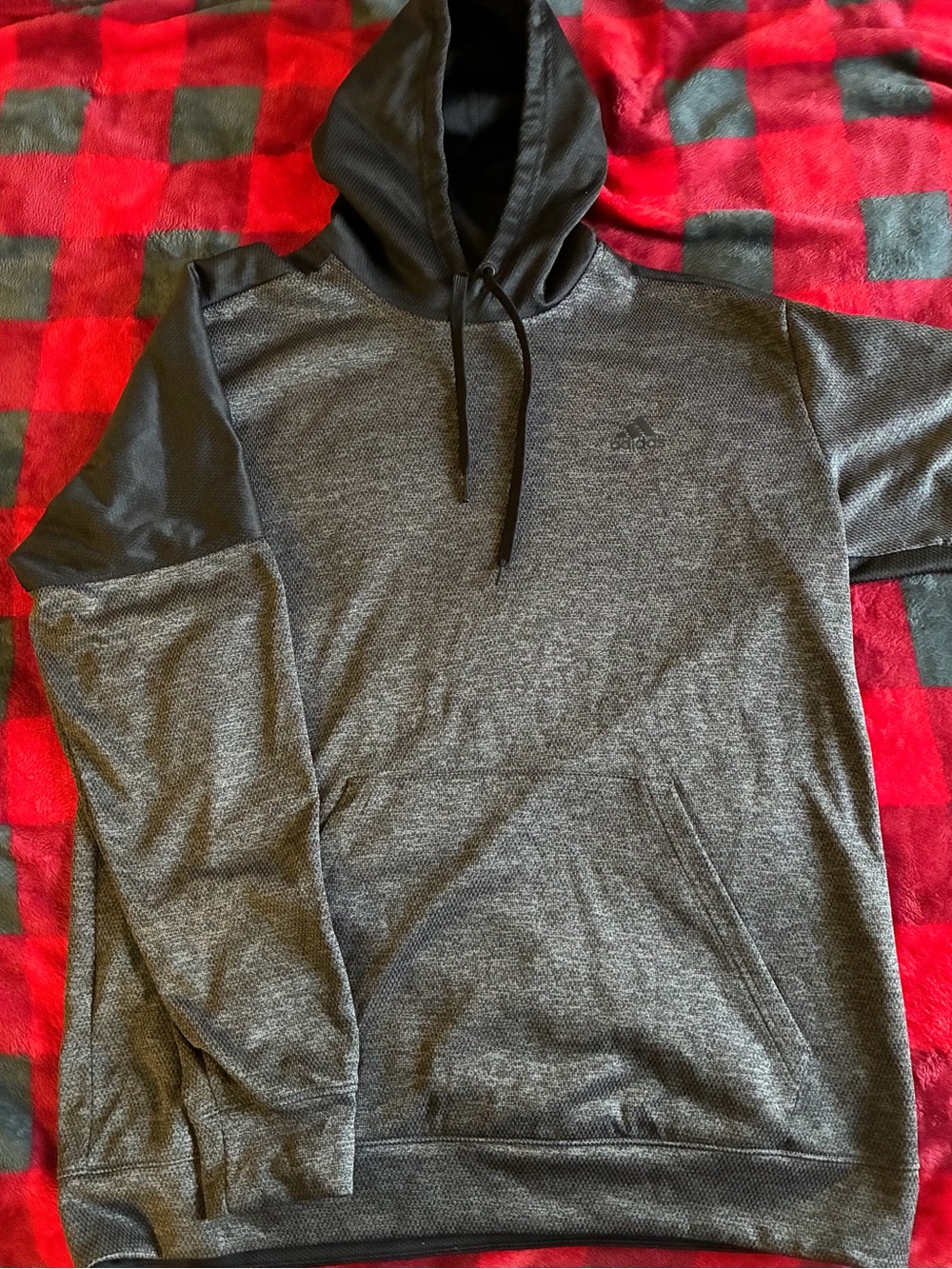 adidas Heather Gray and Black Pullover Hoodie